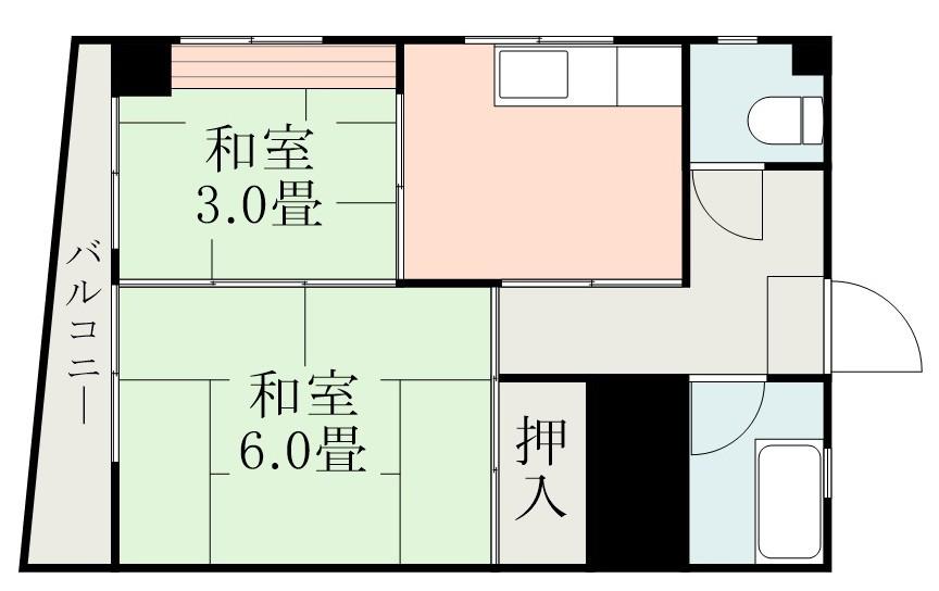 ティダハイム下荒田(2K/3階)の間取り写真