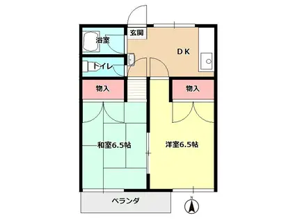 ハイム中央(2DK/2階)の間取り写真