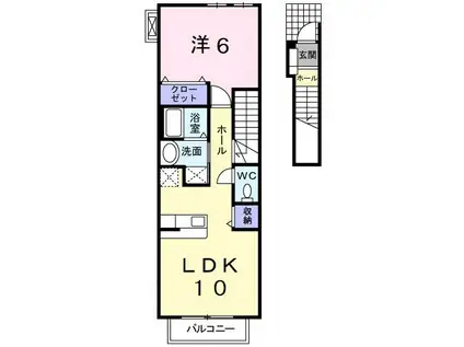 ヘルブストフォリア(1LDK/2階)の間取り写真