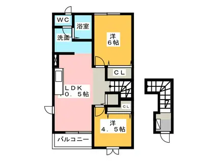 ビューテラスA(2LDK/2階)の間取り写真