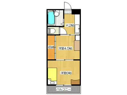 ブルーハイツ藤尾(2K/3階)の間取り写真