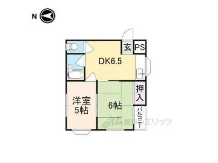 木屋マンション(2DK/2階)の間取り写真