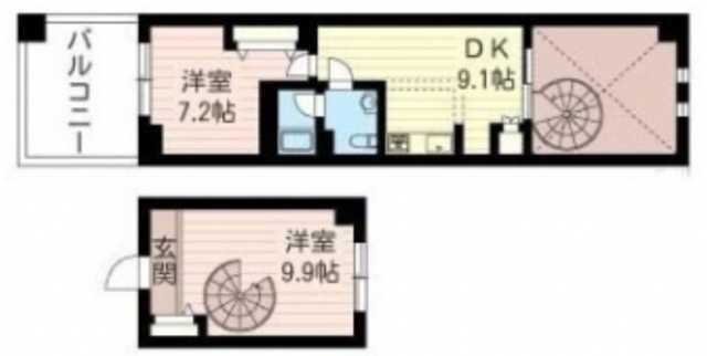 レジデンスシャルマン月島(2DK/8階)の間取り写真