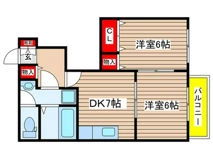 フリージアガーデンIII(2DK/1階)の間取り写真