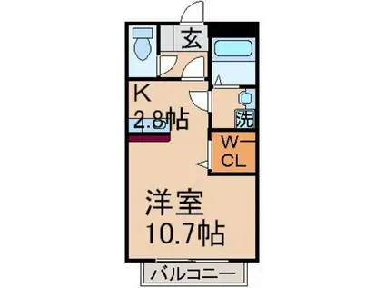 アクアハウス(ワンルーム/1階)の間取り写真
