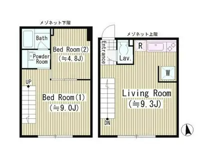 レピア大岡山(2LDK/1階)の間取り写真