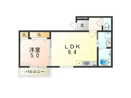 フジパレス浜寺石津III番館(1LDK/2階)の間取り写真