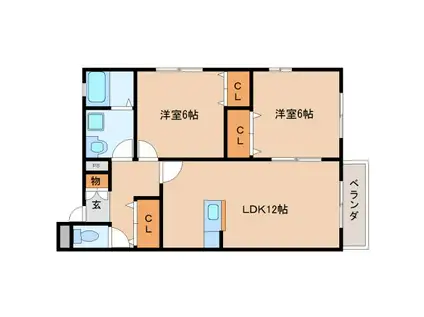 カメリア(2LDK/2階)の間取り写真