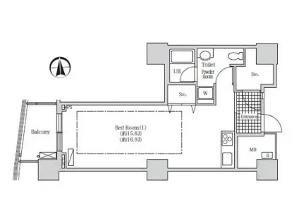アクティ汐留(ワンルーム/12階)の間取り写真