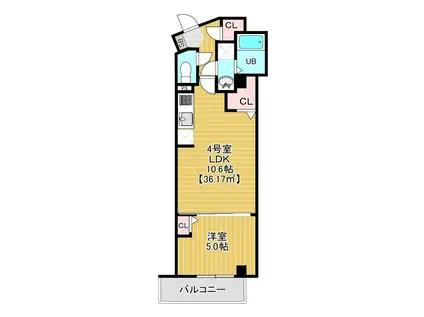 ルクセント検見川(1LDK/1階)の間取り写真