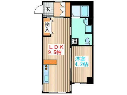 副都心ビル百番館木町通(1LDK/3階)の間取り写真