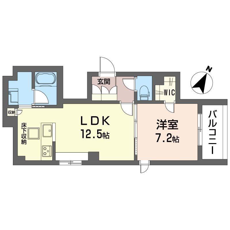 フルール アベニール(1LDK/1階)の間取り写真