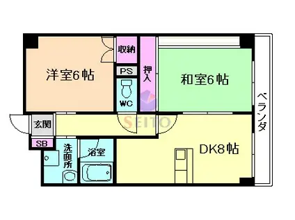 サン春日第2マンション(2DK/2階)の間取り写真