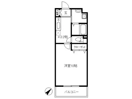アビタシオン・シャーム(1K/1階)の間取り写真