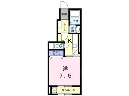 オセアンIII(1K/1階)の間取り写真