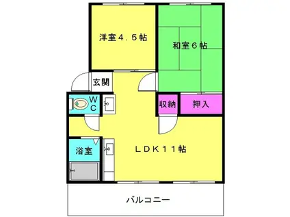 サンシティ東加古川 B棟(2LDK/1階)の間取り写真