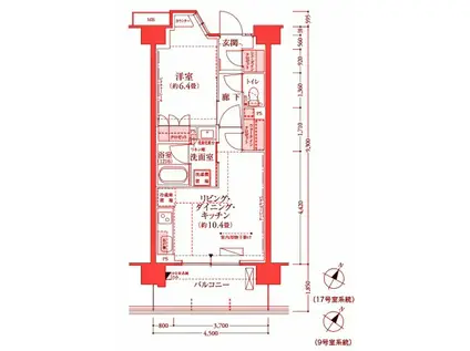 フロール横浜井土ヶ谷(1LDK/1階)の間取り写真