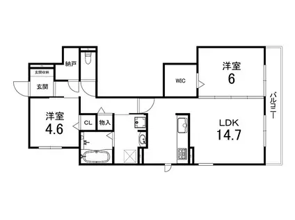 メゾン青ノ葉(2LDK/2階)の間取り写真