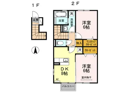 D-ROOMグラン(2DK/2階)の間取り写真