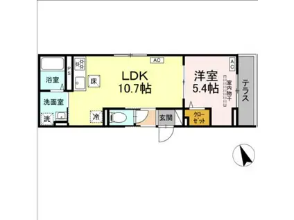 D-PINA菅北浦(1LDK/1階)の間取り写真