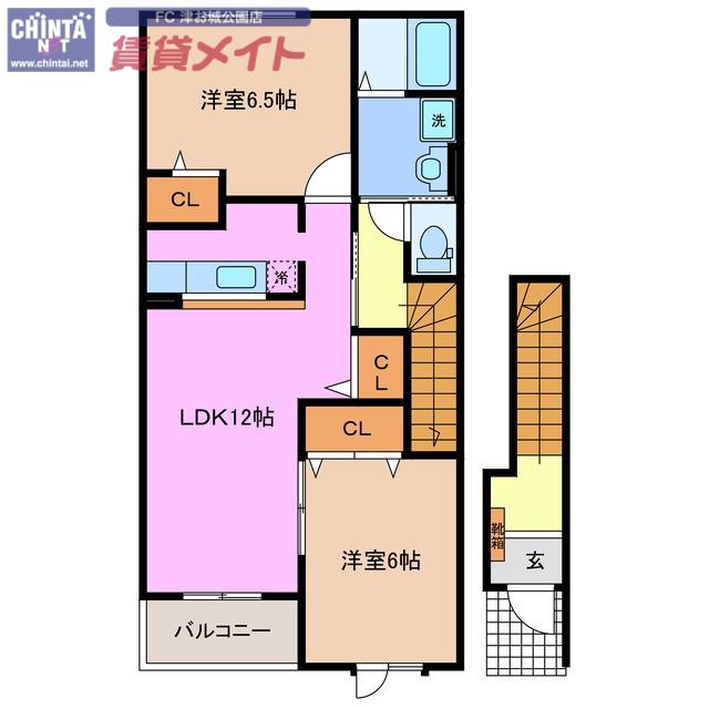 ユートピア ナミ(2LDK/2階)の間取り写真