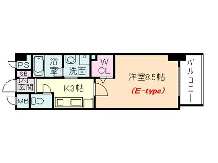淀川イーストタワー(1K/2階)の間取り写真