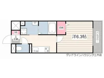 セジュール大村(1K/1階)の間取り写真