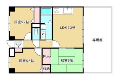 ベイヒルズ明石(3LDK/1階)の間取り写真