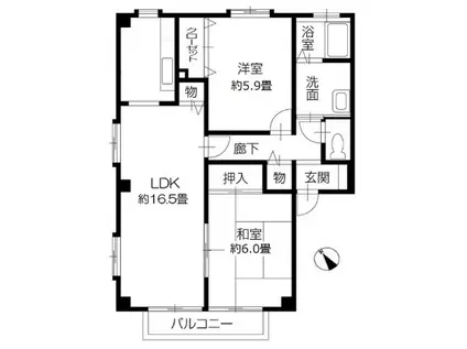 フォブール近藤A棟(2LDK/2階)の間取り写真