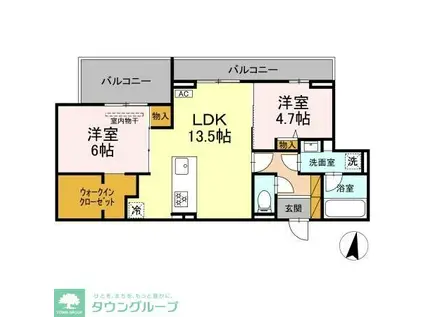 グレイスフルコート雅(2LDK/2階)の間取り写真