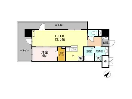 グランドテラス新都心(1LDK/14階)の間取り写真