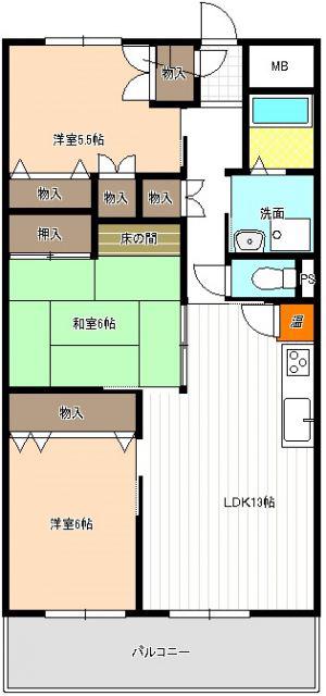 第3光ハイツ(3LDK/6階)の間取り写真