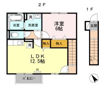 リバーハイツ東堀(1LDK/2階)の間取り写真