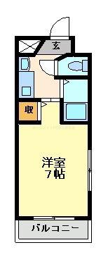 YKハイツ中崎II(1K/4階)の間取り写真