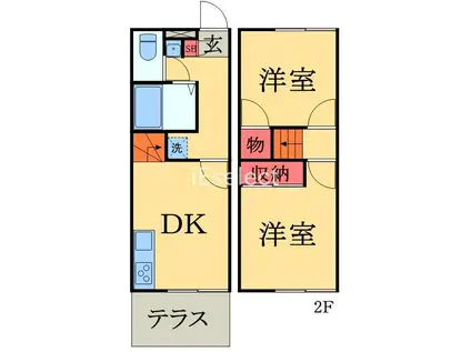 LPやませ(2DK/2階)の間取り写真