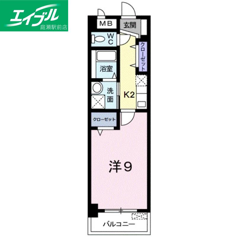 プラシード倉敷(1K/4階)の間取り写真