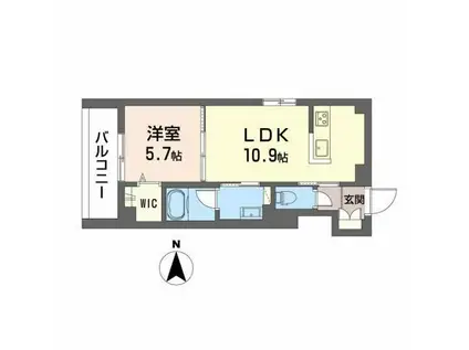 ペルル金屋町(1LDK/2階)の間取り写真