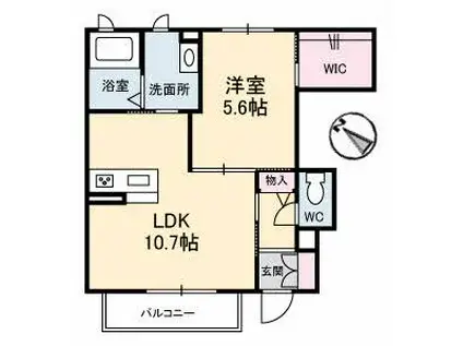 シャーメゾン・キャトルズ琴芝(1LDK/1階)の間取り写真