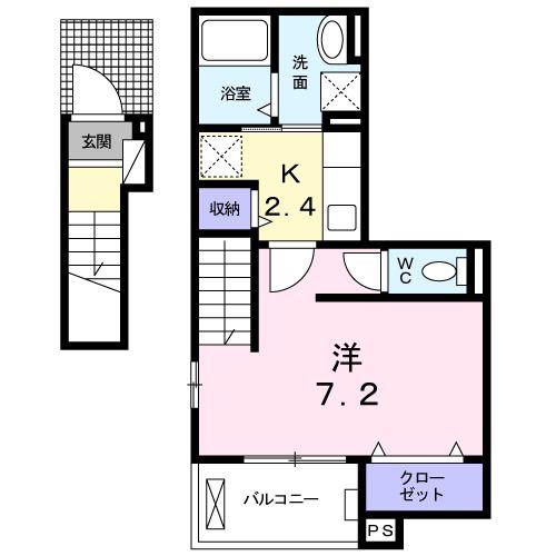 サザンクロス(1K/2階)の間取り写真