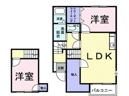 アンソレイエハイム(2LDK/2階)の間取り写真