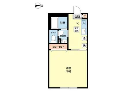 K.Iヒルズ代官山(1K/1階)の間取り写真