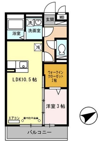 セジュール東阿保 B棟(1LDK/1階)の間取り写真