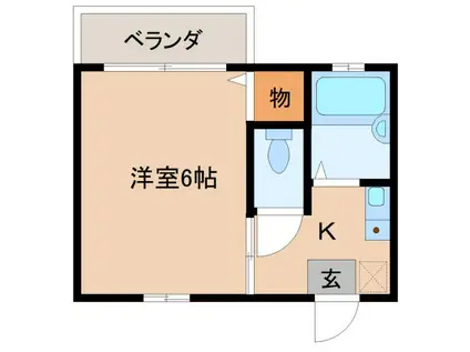 ハピネスディアス(1K/2階)の間取り写真