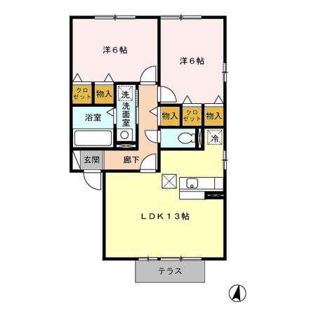 メイユール 各務野(2LDK/1階)の間取り写真