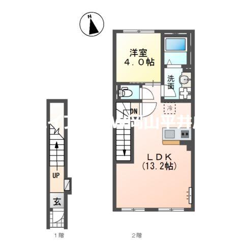 マンションアーク参番館(1LDK/2階)の間取り写真