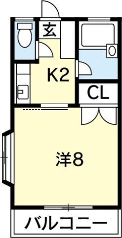 原田ハイツ(1K/1階)の間取り写真