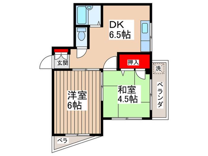 ライズコーポ(2DK/2階)の間取り写真