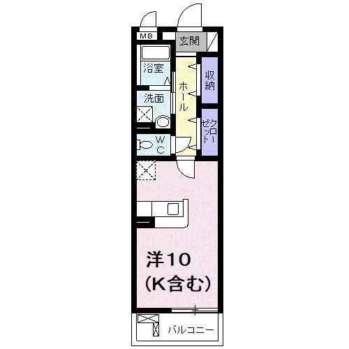 ルクレイル西桜(ワンルーム/2階)の間取り写真