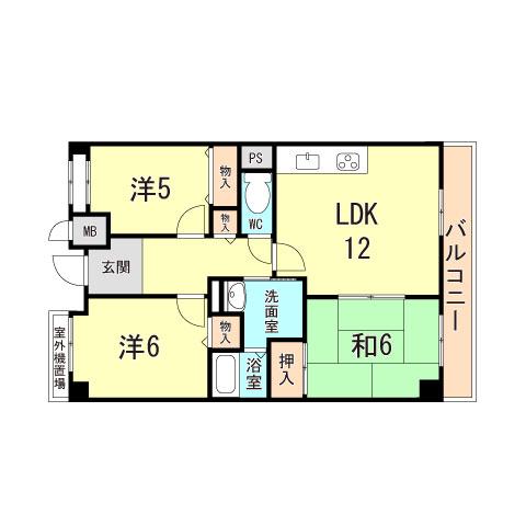 カサベルデ伊丹(3LDK/1階)の間取り写真