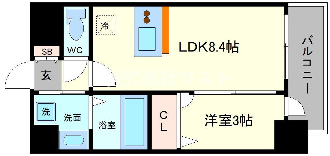 プレサンス難波マジョリティ(1LDK/10階)の間取り写真